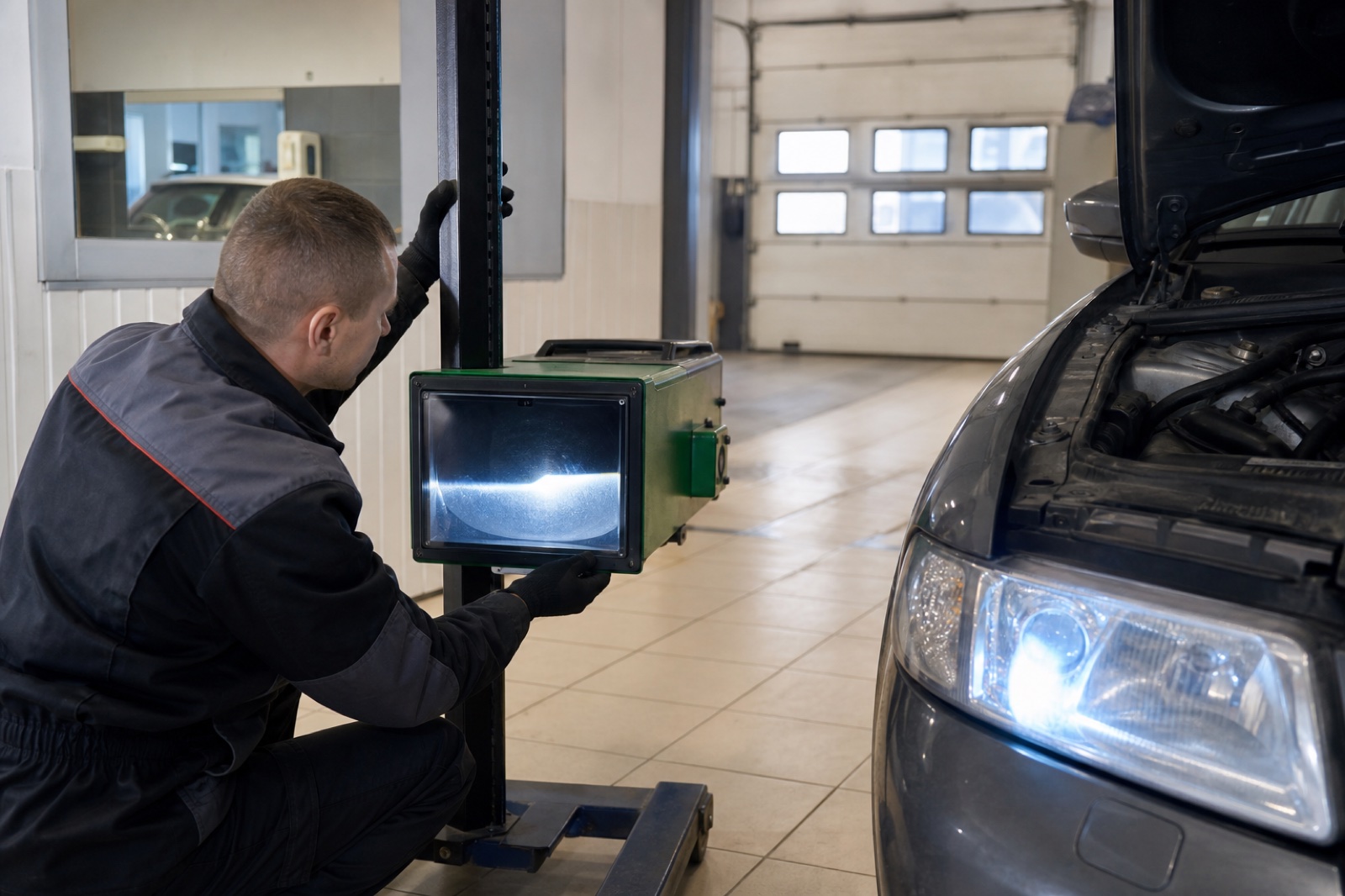 Регулировка ксеноновых и LED фар на оптическом приборе в Минске